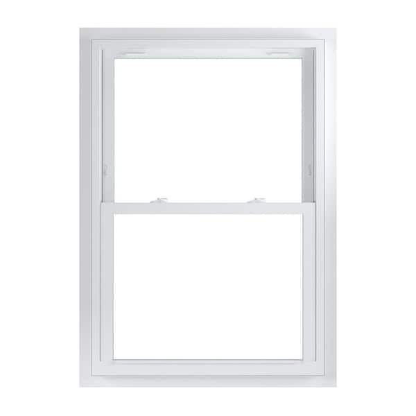 American Craftsman 33.75 in. x 48.75 in. 70 Series Low-E2 Argon PS Glass Double Hung White Vinyl Fin with J Window, Screen Incl