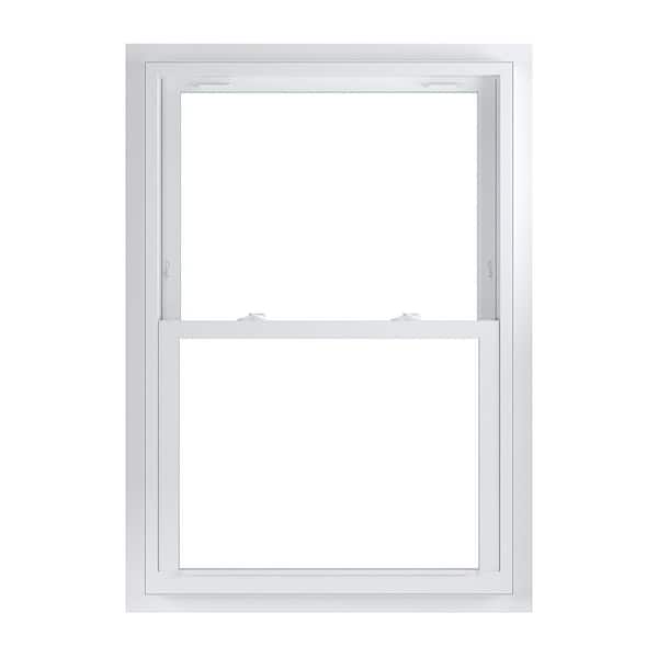 American Craftsman 33.75 in. x 48.75 in. 70 Series Low-E Argon Glass Double Hung White Vinyl Fin with J Window, Screen Incl