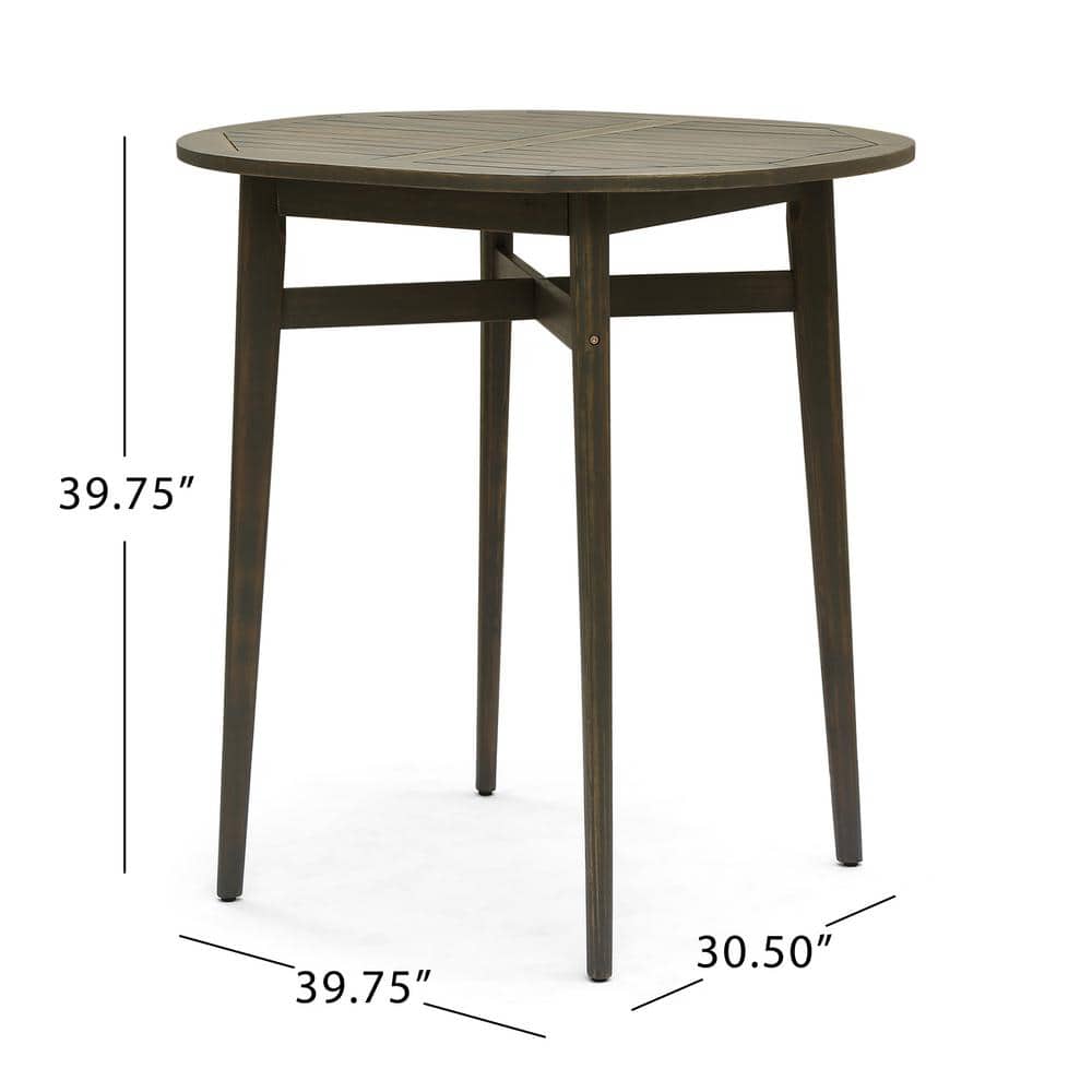 Gray Acacia Wood Outdoor Bar Table with Slatted Top
