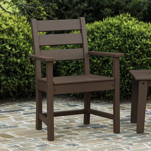 Grant Park Mahogany Outdoor Plastic Dining Arm Chair, (Pack of 2)