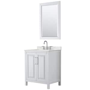 Daria 30 in. W x 22 in. D x 35.75 in. H Single Bath Vanity in White with Giotto Quartz Top and 24 in. Mirror