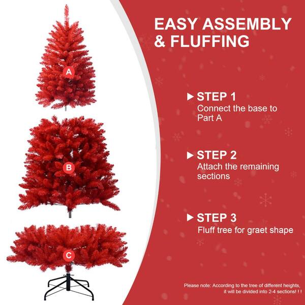 Tenleaf 5 ft. Red PVC Christmas Tree with 624 Tips and Metal Stand