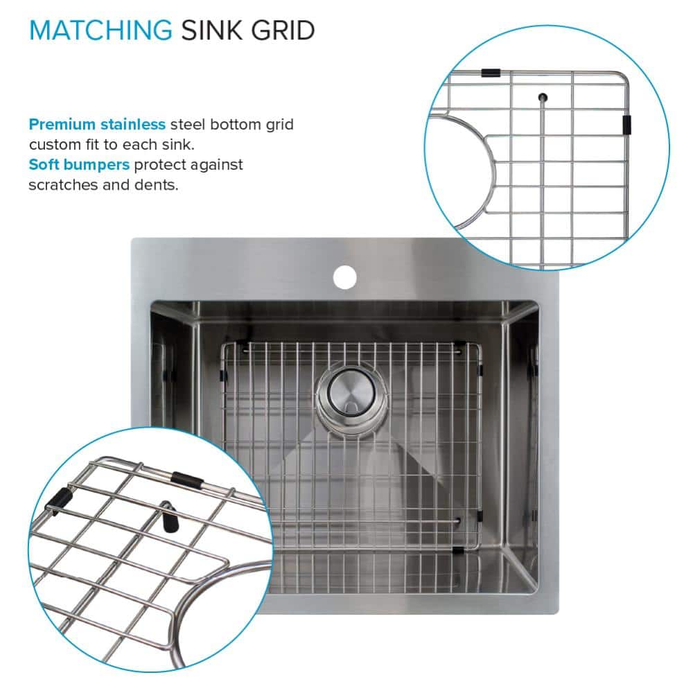 25'' Silver Stainless Steel Drop-In Undermount Laundry Sink