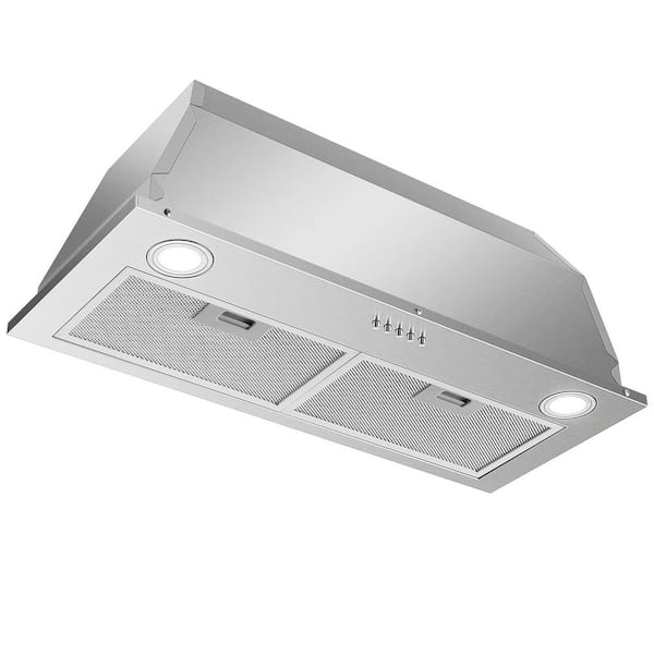 30 in. 600CFM Insert/Built-in Range Hood Ductless/Ducted, Stainless Steel,Push Button Control, 3-Speed Fan