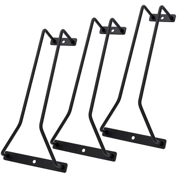 Under Cabinet Wine Glass Rack 8.85 in Deep Black Metal Stemware Holder 3-Pack Holds 6 to 9 Glasses