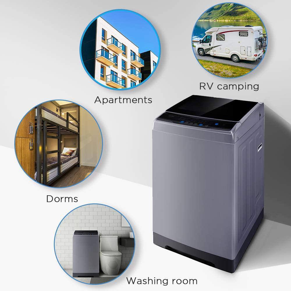 Gray Stainless Steel Top-Loading Electric Washer for RV