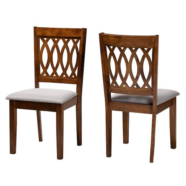 Baxton Studio Florencia Grey and Walnut Brown Dining Chair Set of