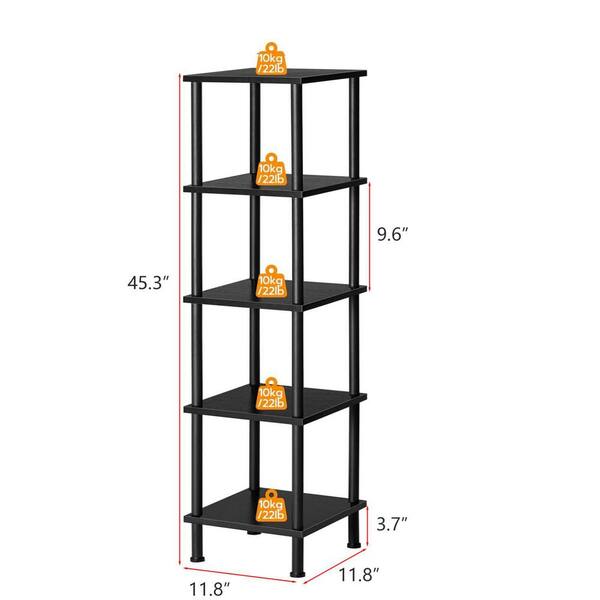 5-Tier Black Wood Plant Stand with Tiered Shelves (11.8 in. H W x