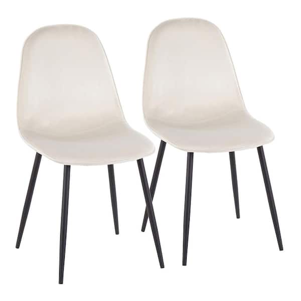 Lumisource Pebble Cream Velvet and Black Metal Dining Chair (Set of 2)