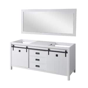 Da Vinci 70 in. W x 25 in. D x 31 in. H Bath Vanity Cabinet without Top in White with Mirror