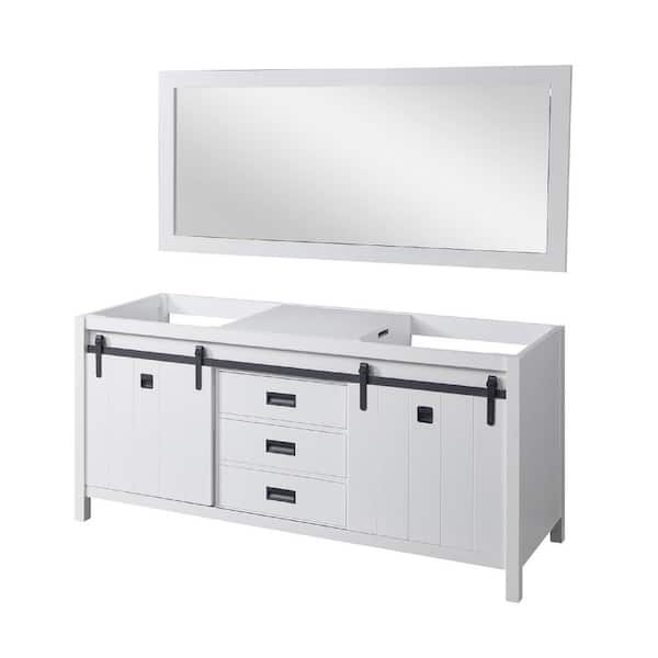 Direct vanity sink Da Vinci 70 in. W x 25 in. D x 31 in. H Bath Vanity Cabinet without Top in White with Mirror