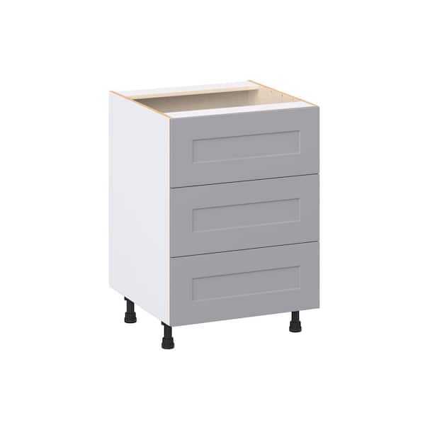 Roseland 24 in. W x 24 in. D x 34.5 in. H Assembled Shaker Drawer Base Kitchen Cabinet in Slate Gray with 3 Drawers