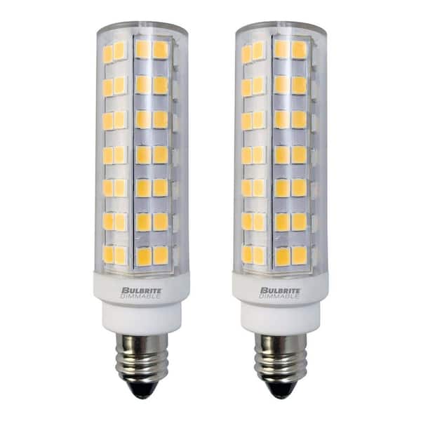 70 - Watt Equivalent Soft White Light T6 (E11) Mini-Candelabra Screw, Dimmable Clear LED Light Bulb 3000K (2-Pack)