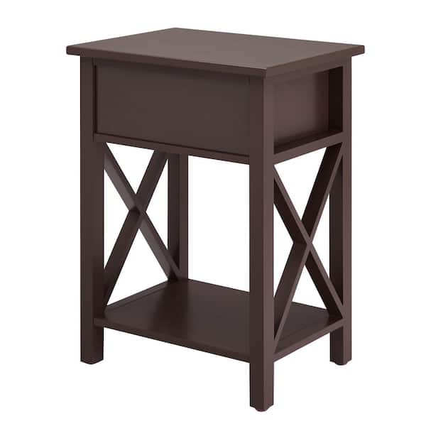 Wick Design Vintage Bronze Square Side Table With Storage - Wick Design