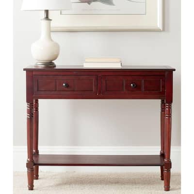 Samantha 36 in. Dark Cherry Standard Rectangle Wood Console Table with Drawers