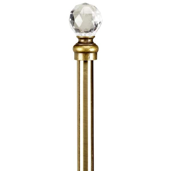 Home Details Crystal Ball 48 to 86 in. Single Curtain Rod in Antique Brass
