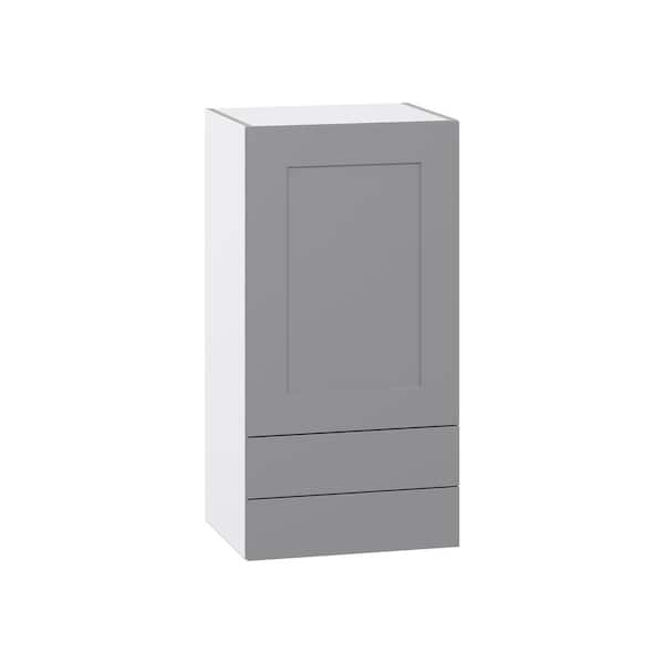 J COLLECTION Roseland 18 in. W x 14 in. D x 35 in. H Assembled Shaker Wall Kitchen Cabinet in Slate Gray with 2 Drawers