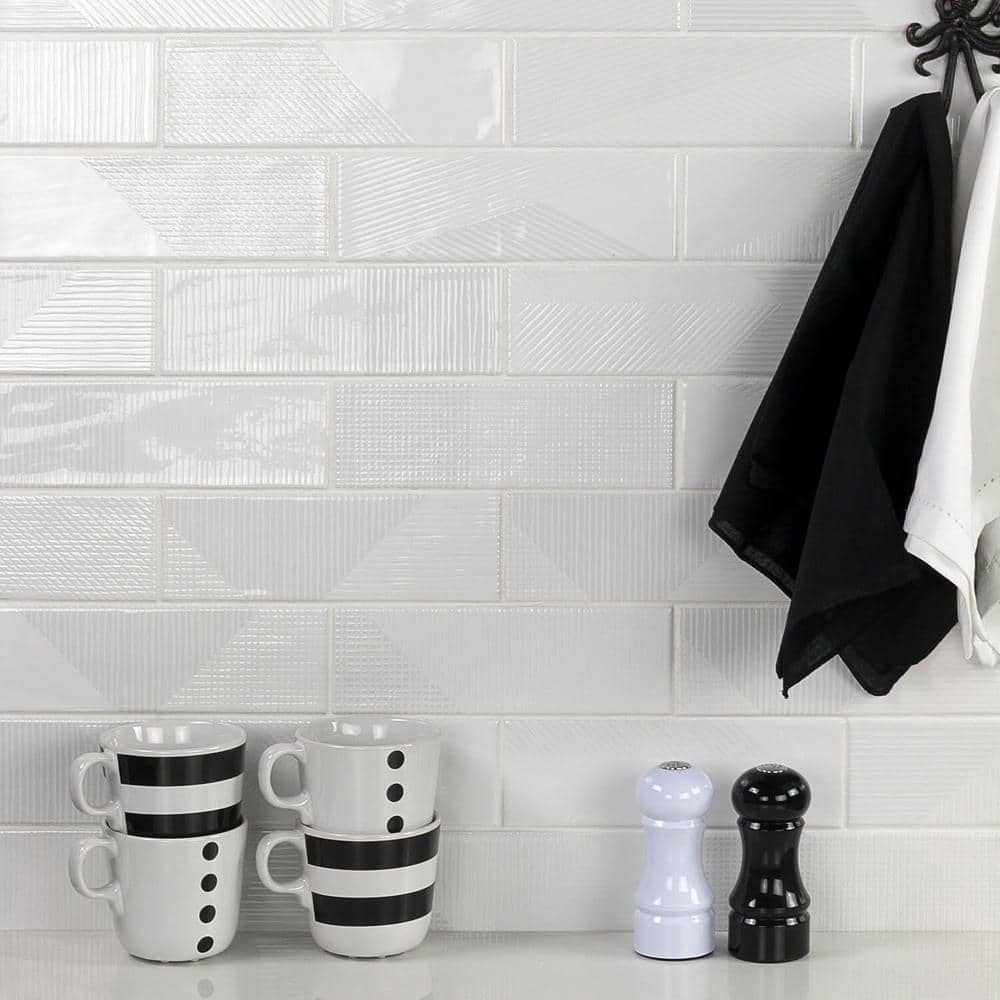 Archer White 2" x 8" Polished Ceramic Subway Wall Tile