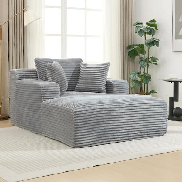 Nestfair 48.8 in. W Grey Fabric Chaise Lounge Twin Size Upholstered Sofa Bed with Removable, Compressed and No Assembly