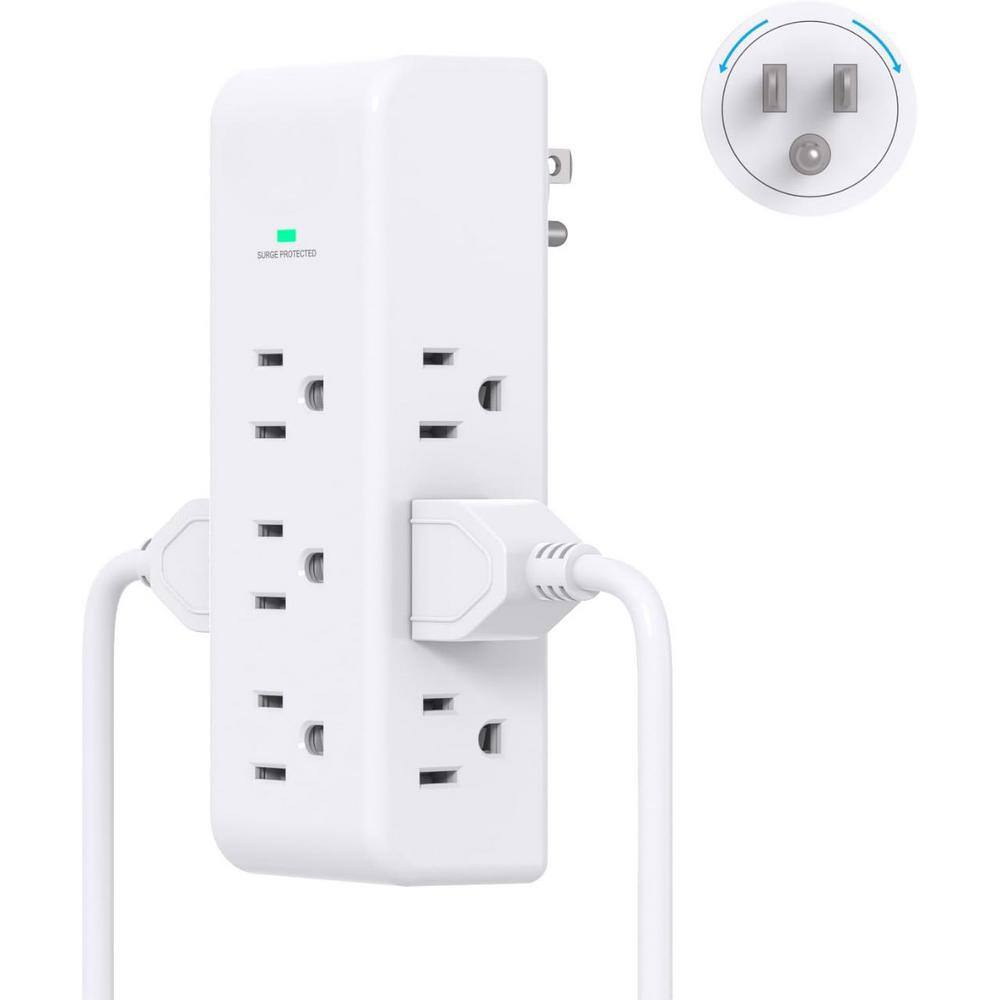 9-Outlet Power Wall Adapter Surge Protector with with Rotating Plug Rotatin