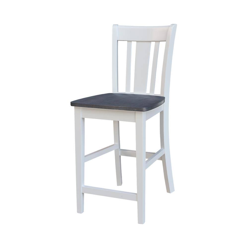 San Remo 24" White and Heather Gray Solid Hardwood Counter Stool