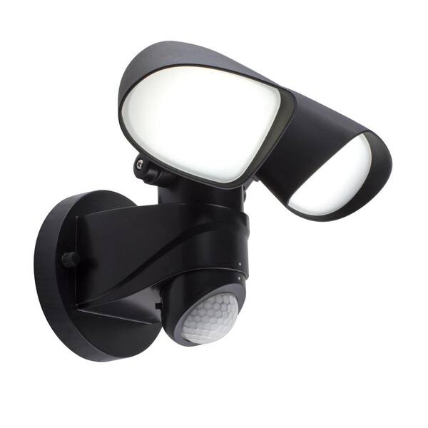 BAZZ 36 ft. and 180-Degree Black Hardwired Motion Sensing Outdoor Integrated LED Security Spot Light