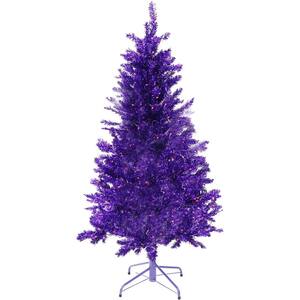 7 ft. LED Festive Purple Tinsel Christmas Tree with Clear Lighting