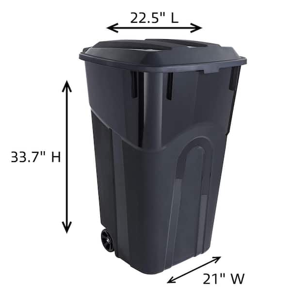 32 Gal. Black Rolling Outdoor Garbage/Trash Can with Wheels and Lid  (2-Pack) TG10058 - The Home Depot