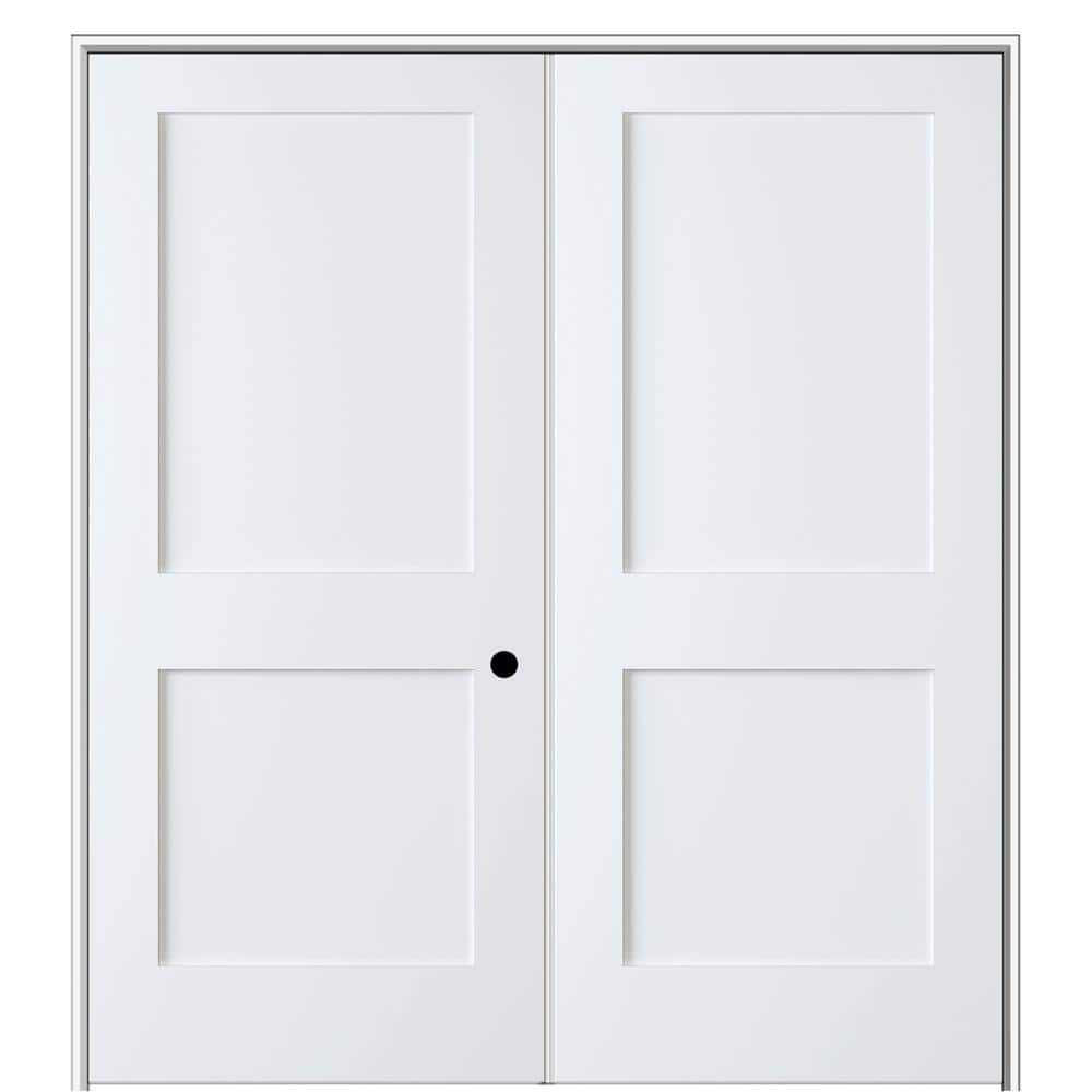 Shaker Flat Panel 48 in. x 80 in. Left Hand Active Solid Core Primed HDF Double Prehung French Door with 4-9/16 in. Jamb price history on PriceWatchPro