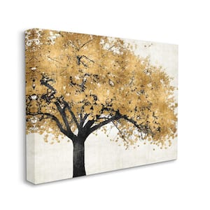 "Traditional Tree with Autumn Leaves over Neutral" by Kate Bennet Unframed Nature Canvas Wall Art Print 16 in. x 20 in.