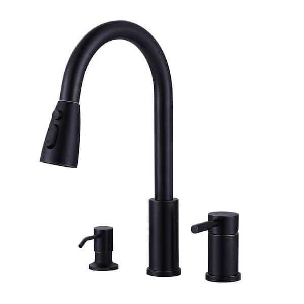 Separate Single Handle 15 in. H Pull Down Sprayer Kitchen Faucet with 360° Spout Swivel in Oil Rubbed Bronze