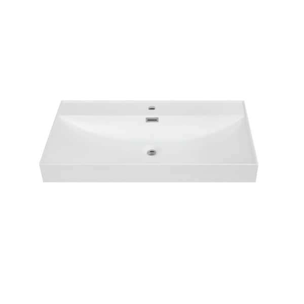 Streamline 35.4 in. W x 18.5 in. D Solid Surface Resin Vanity Top in White