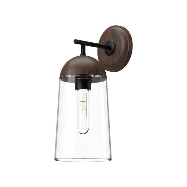 ALORA MOOD Emil 7-in 1 Light 60-Watt Matte Black/Walnut Vanity Light