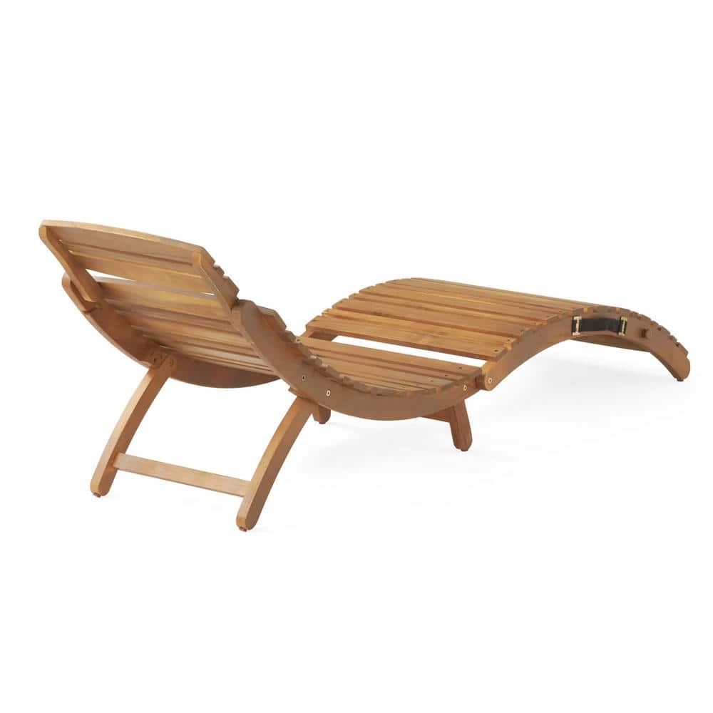 Natural Acacia Wood Outdoor Folding Chaise Lounge Set