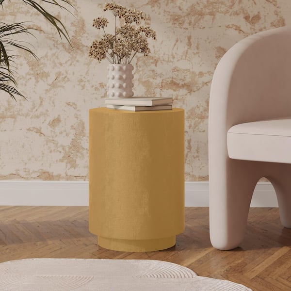 Ramble 14 in. Wide Round Side Table End Table in Fiberstone for Indoor and Outdoor Use in Beige
