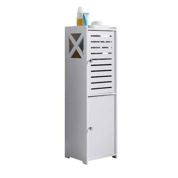 SignatureHome Crane White Finish 31" In. H Bathroom Storage Cabinet With 2 Doors And 1 Shelves. Dimension (9Lx9Wx31H)