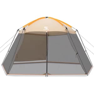 Screen House Khaki 13.5x13 Ft Gazebo Mosquito Tent UPF 50+ Canopy Shelter Shade Easy Setup & Waterproof with Sidewall