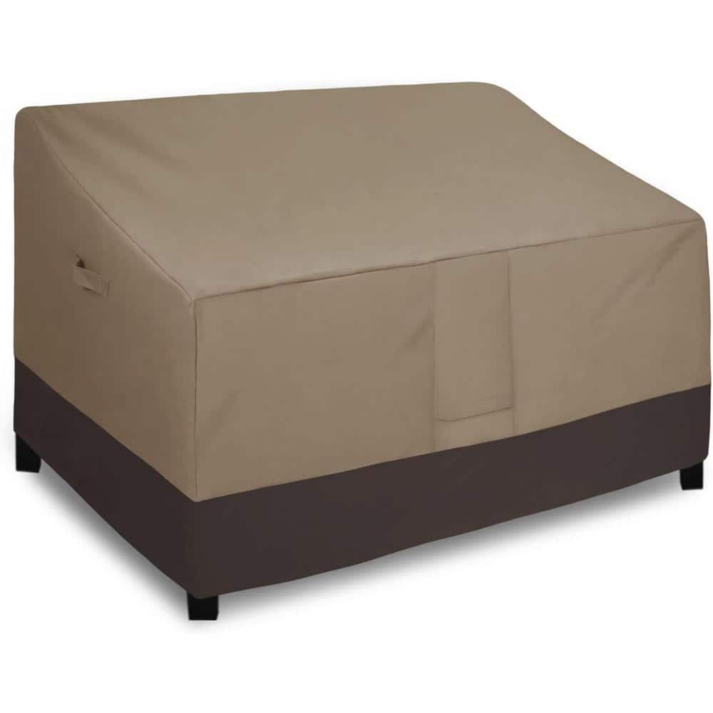 58 in. W x 40 in. D x 31 in. H Camel/Dark Brown Waterproof Outdoor Loveseat Cover, Heavy-Duty 2-Seater Patio Couch Cover