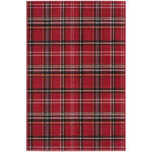 Nourison Grafix Red 2 ft. x 6 ft. Plaid Contemporary Runner Area Rug ...