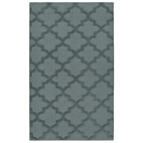 Garland Rug Quatro 5 Ft. x 7 Ft. Sea Foam Cut-loop Trellis Area Rug