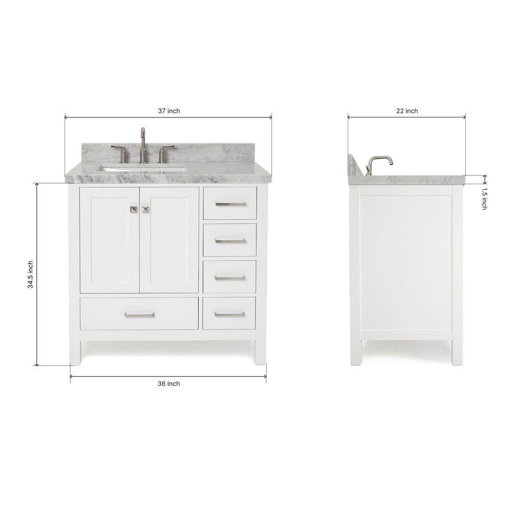 Cambridge White Marble Top Single Sink Bathroom Vanity