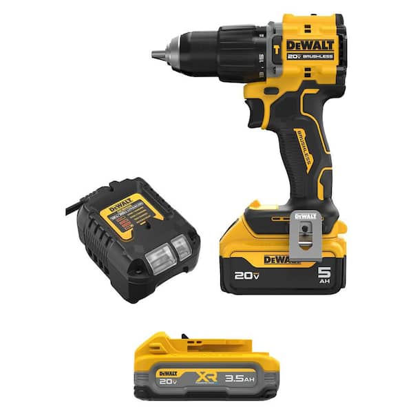 ATOMIC 20V Lithium-Ion Cordless 1/2 in. Hammer Drill Kit with 5.0 Ah Battery, POWERSTACK 3.5 Ah Battery and Charger