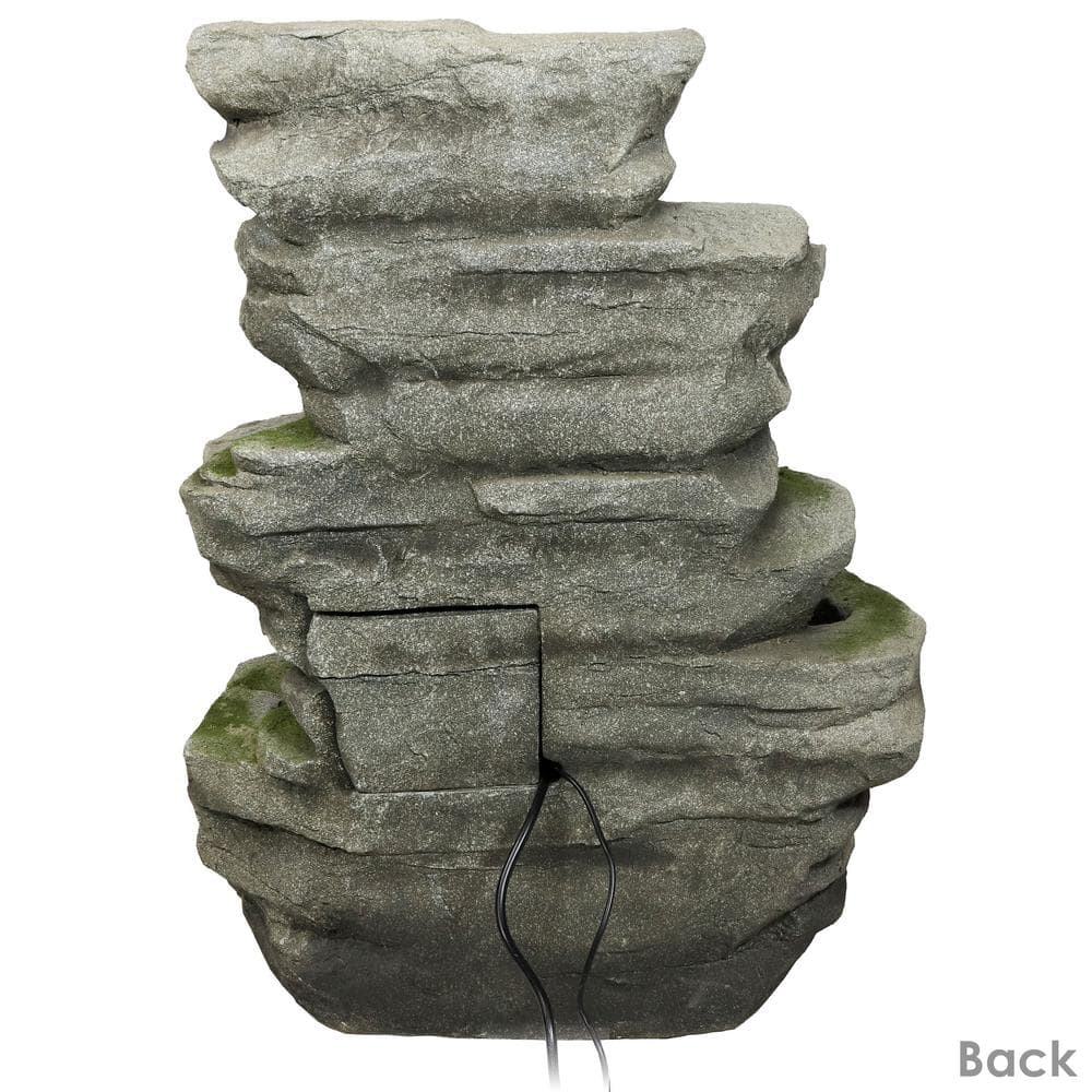 Sunnydaze 31" Gray and Green Polyresin Cobblestone Waterfall Fountain