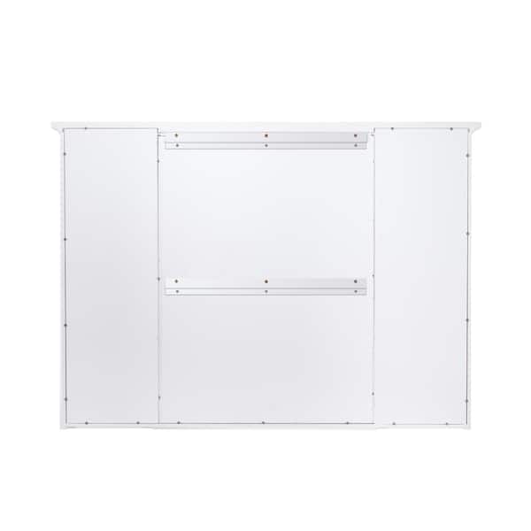42 in. W x 30 in. H Rectangular Solid Wood Surface Mount Medicine Cabinet with Mirror,Soft Close Doors,Assembled,White
