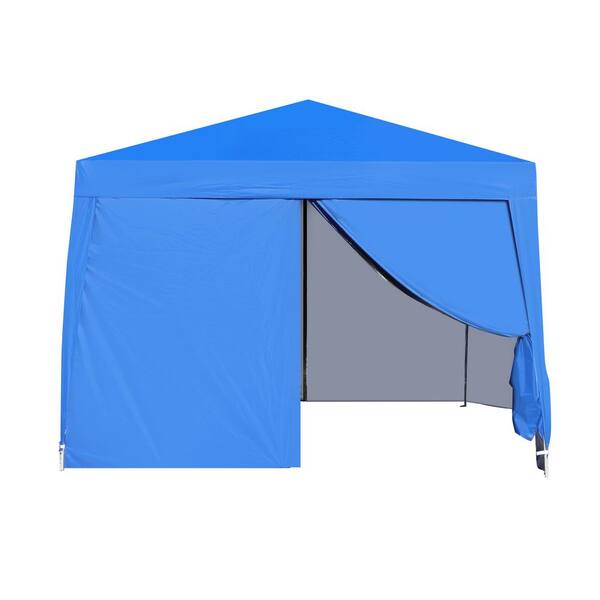 Tenleaf 10 ft. x 10 ft. Blue Pop-Up Gazebo Canopy Tent Removable Sidewall with Zipper, Windows, 4pcs Weight sandbag, Carry Bag