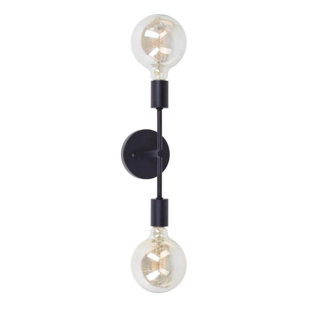 Baton 2-Light Black Wall Sconce Vanity Light