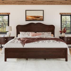 OrangeOne Mid-Century Dark Walnut Brown Solid Wood Frame Queen