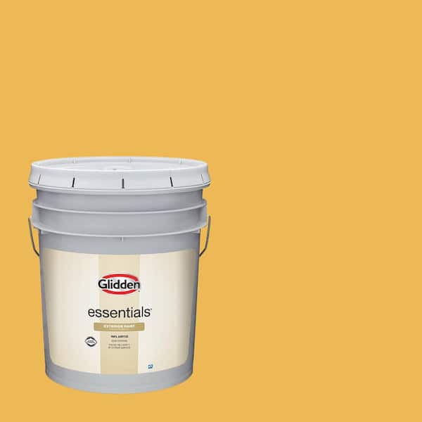 Glidden Essentials 5 gal. PPG1209-5 Yellow Coneflower Flat Exterior Paint