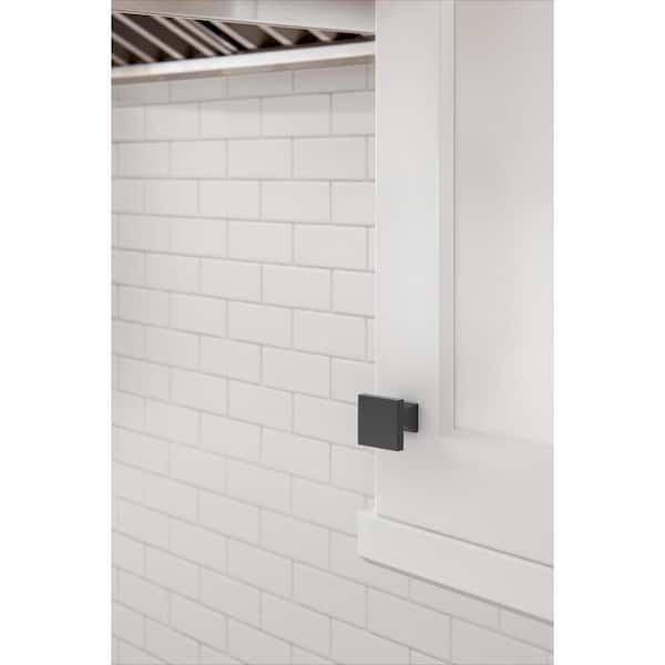 10-Pack Pedestal 1 1/16 in.  27mm  Classic Matte Black Square Cabinet Knobs