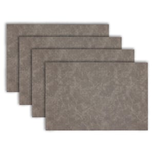 Sorrento 18 in" x 12 in" Stone Cross Weave Reversible Vegan Leather Wipe Clean Placemat Set of 4